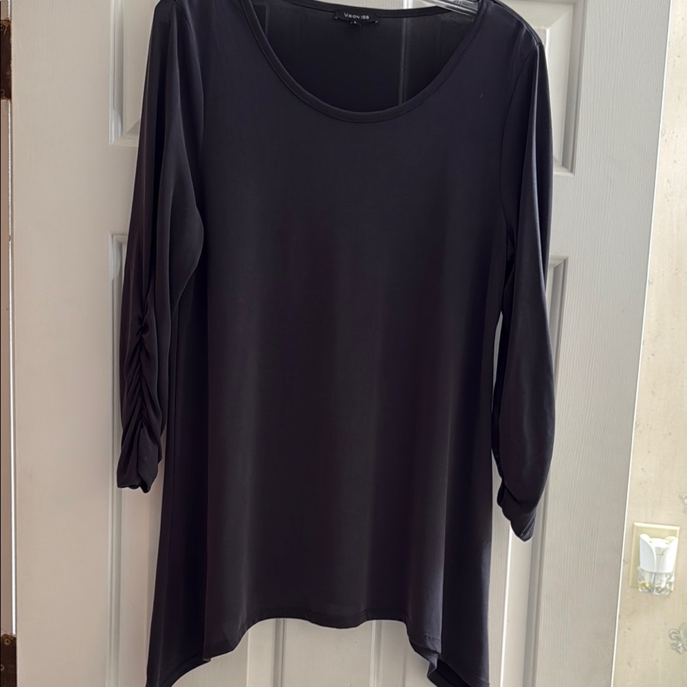 Black Asymmetrical 3/4 Sleeve Tunic